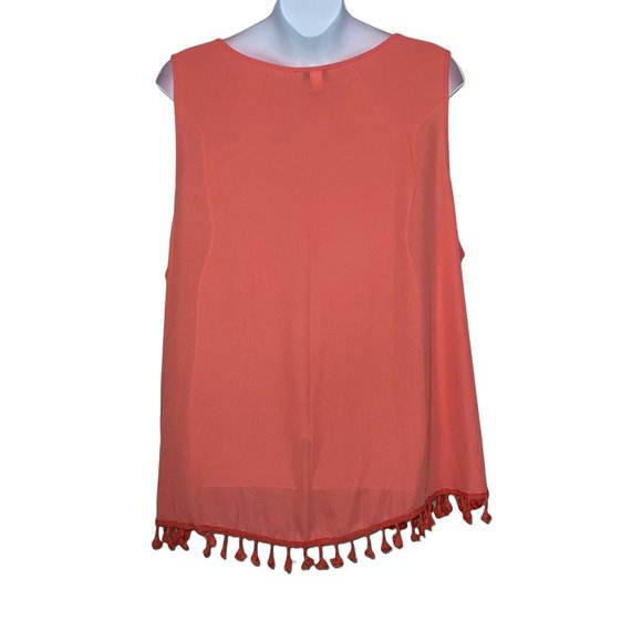 Torrid Orange Tassle Lightweight Sleeveless Plus Size Blouse Women's 4 - Picture 6 of 9